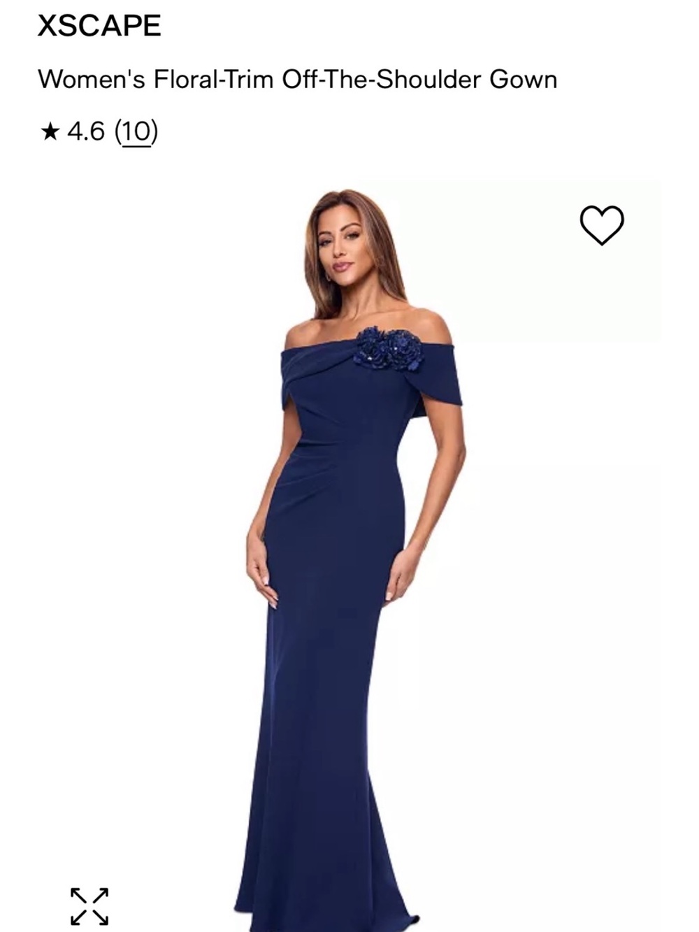 Xscape Strapless Navy Floral-Trim Evening Gown